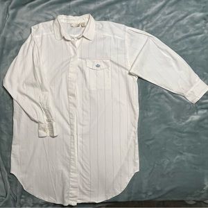 VTG Victoria’s Secret Gold Label Nightshirt White Blue Stripe 3/4 sleeve Medium